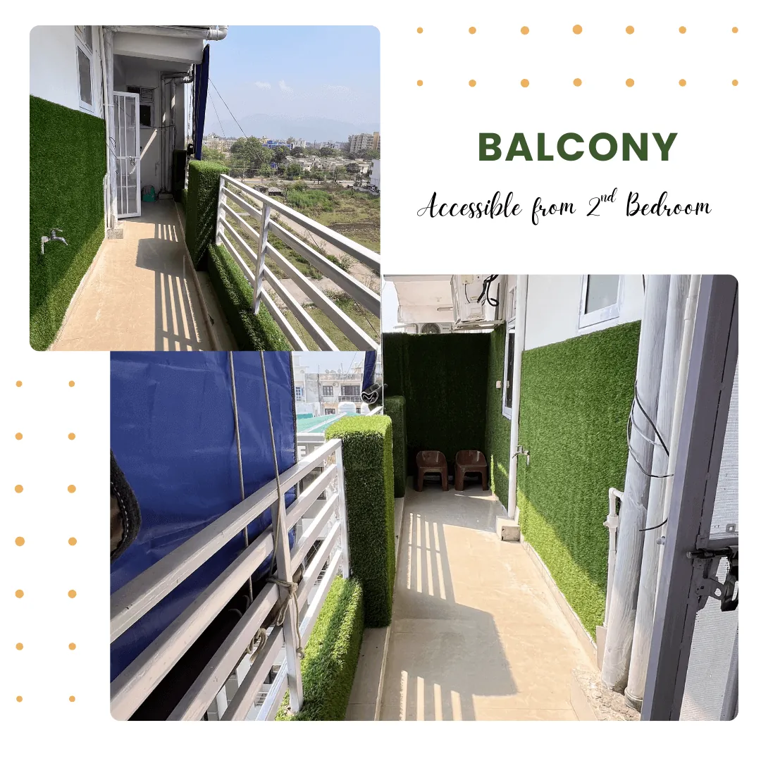 1BHK Private Balcony - Mountain View Balcony for Relaxation near AIIMS Rishikesh