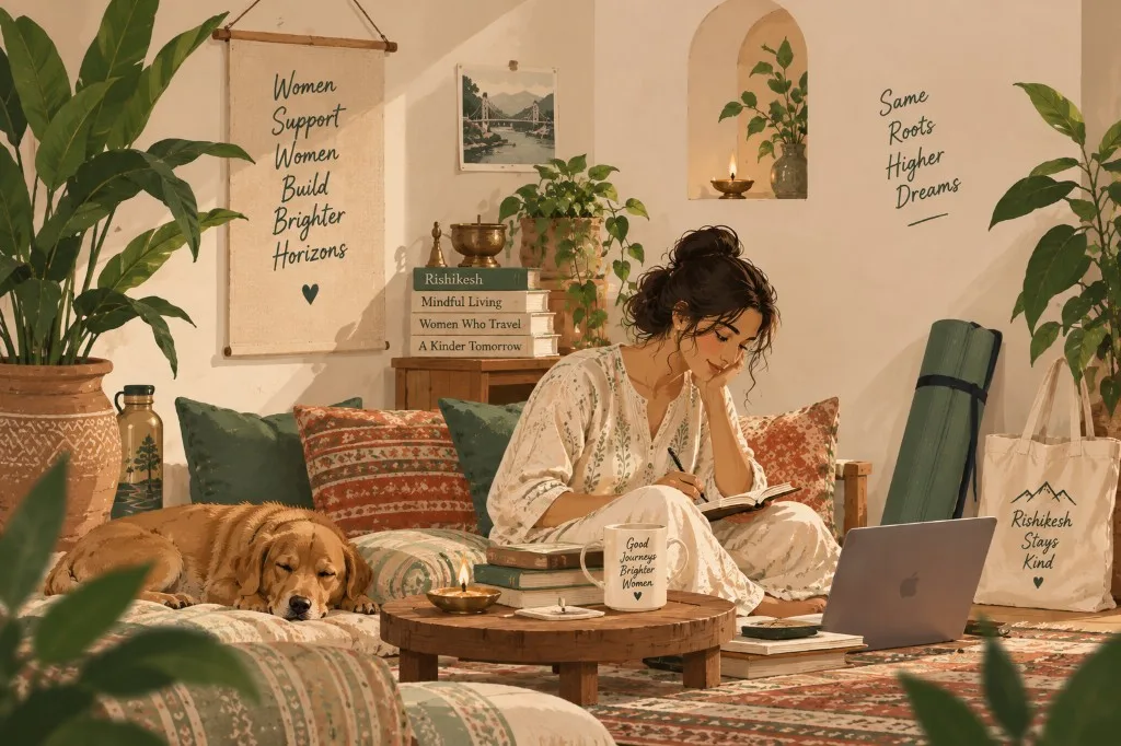 Quiet indoor stay with journal, books, and plants